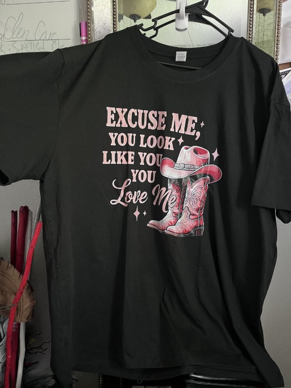 4XL Country Concert Tee Pink Cowboy Boots Hat Love Me Lyric